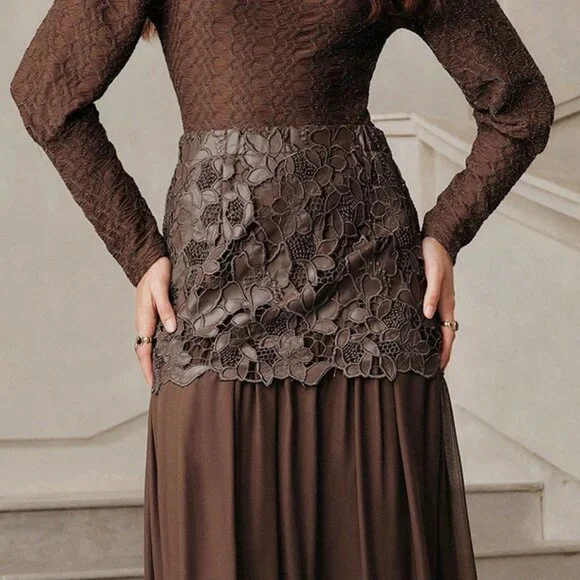 Coffee Brown Elegant Women's Savoree Skirt